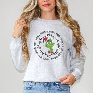 Grinch Kind Quote Womens Christmas Sweater Ash‎ Gray Crewneck Sweatshirt